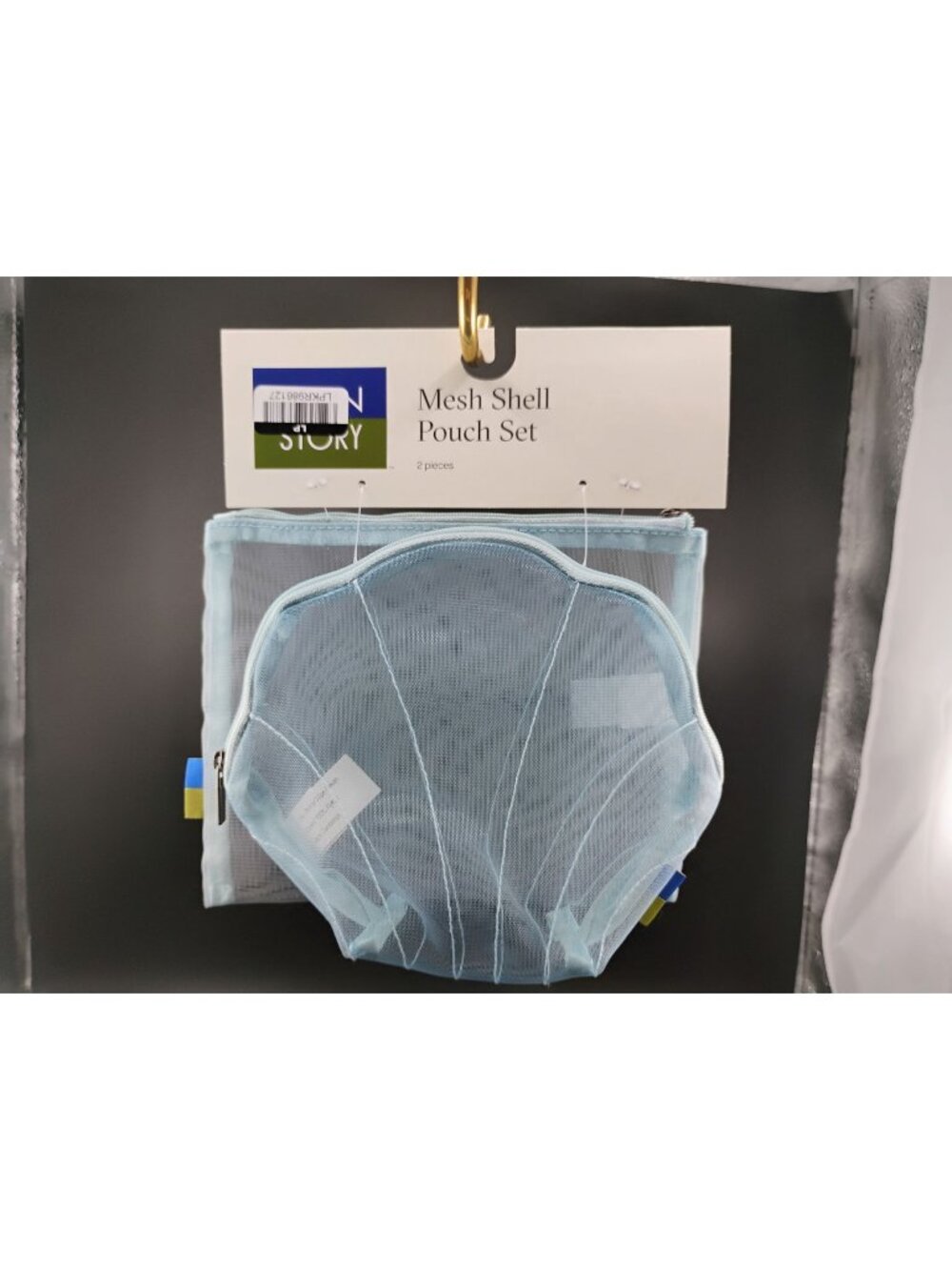 Mesh Shell Pouch Set Nylon Organizers Blue 2-Piece By Design Story
